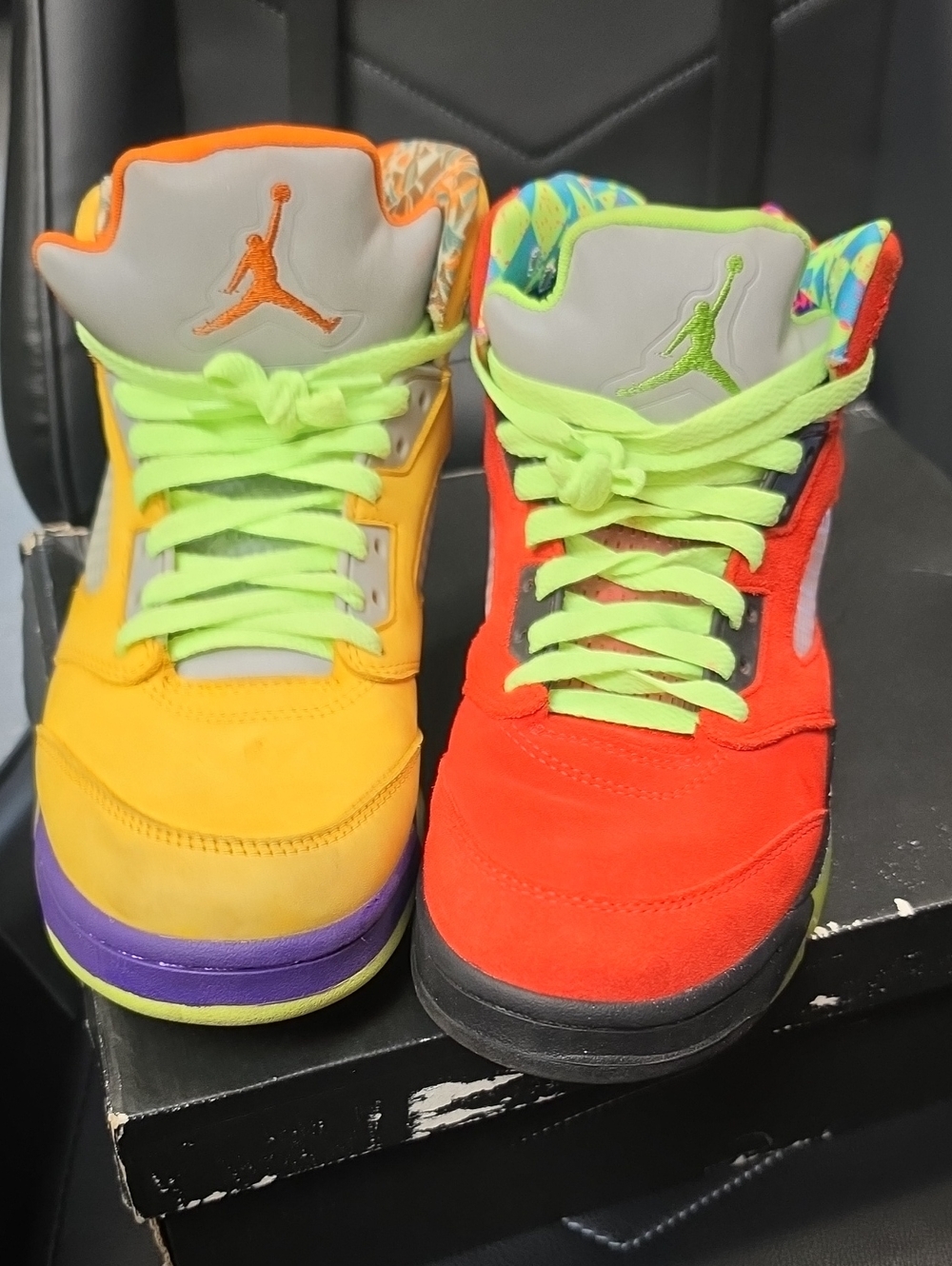 Jordan High-Top Basketball Sneakers - Neon Yellow & Red